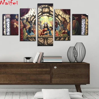 

Last Supper Diamond Embroidery 5D DIY Diamond Painting Jesus Christ Paintings 5pcs/set Cross Stitch Full Rhinestone Mosaic