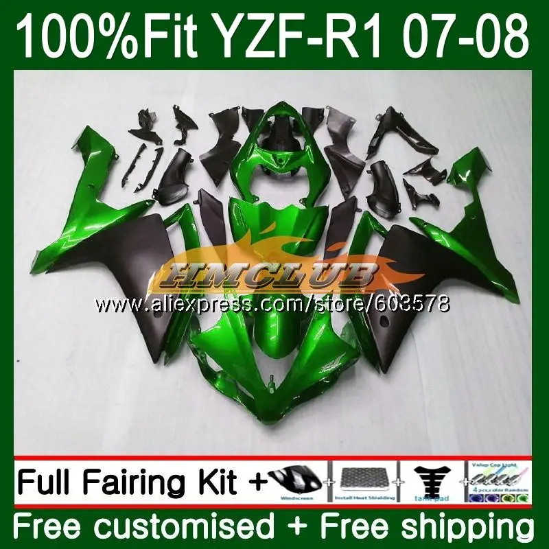 Инъекций для YAMAHA YZF R 1 YZF 1000 YZF-R1 2007 2008 Зеленый Глянец 49CL. 57 YZF R1 07 YZF1000 YZF-1000 YZFR1 07 08 OEM обтекатели - Цвет: No. 1