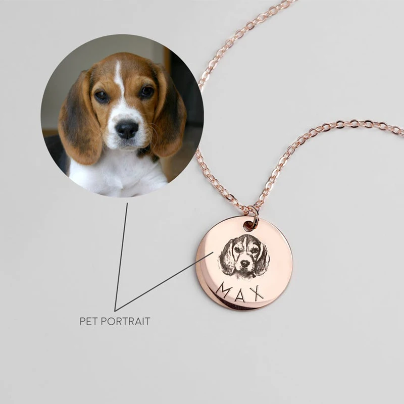 

Mothers Day Heart Shape Round Necklace Personalized Nameplate Custom Name Photo Gold Chain Necklace Women Men Customized Jewelry