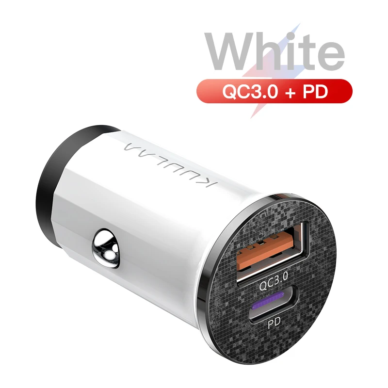 KUULAA Quick Charge 4,0 48 Вт QC PD 3,0 Автомобильное зарядное устройство для samsung S10 9 Быстрая автомобильная зарядка для Xiaomi iPhone usb ЗУ для мобильного телефона - Тип штекера: QC PD White