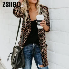 Зимняя женская леопардовая Повседневная куртка с длинным рукавом и животным принтом, кимоно, тонкая женская одежда, большие размеры, Топы 2XL