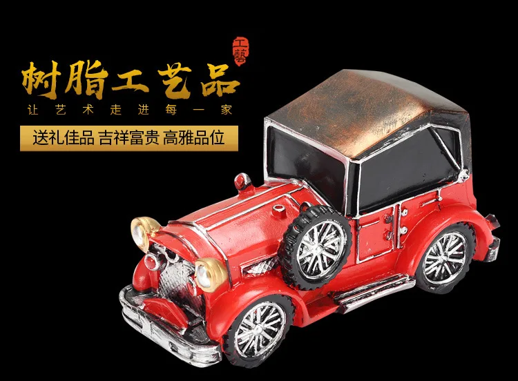 Resin Crafts Vintage Car Creative Simple Decoration Living Room Home Decoration Retro Model Savings Bank on Behalf