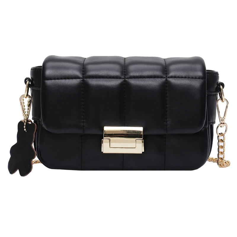 

191221 iVog New Arrival Everyday Female Small Crossbody Messenger Handbag Black White Chain Quilted Hand Bags for Women 2019