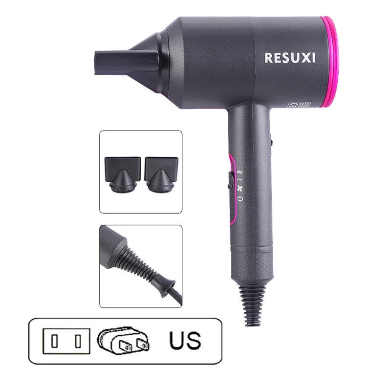 US Plug 1800W Профессиональный фен для волос, высокая мощность, инструменты для укладки, фен, горячий и холодный, фен с европейской вилкой, 220-240 В, машина, молоток, Фен - Цвет: US Plug 1800W