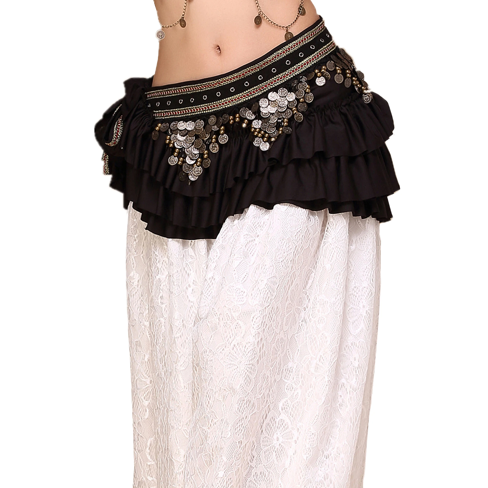 HMMJ Womens Tribal Style Belly Dance Hip Scarf Belt Performance Outfits Skirt