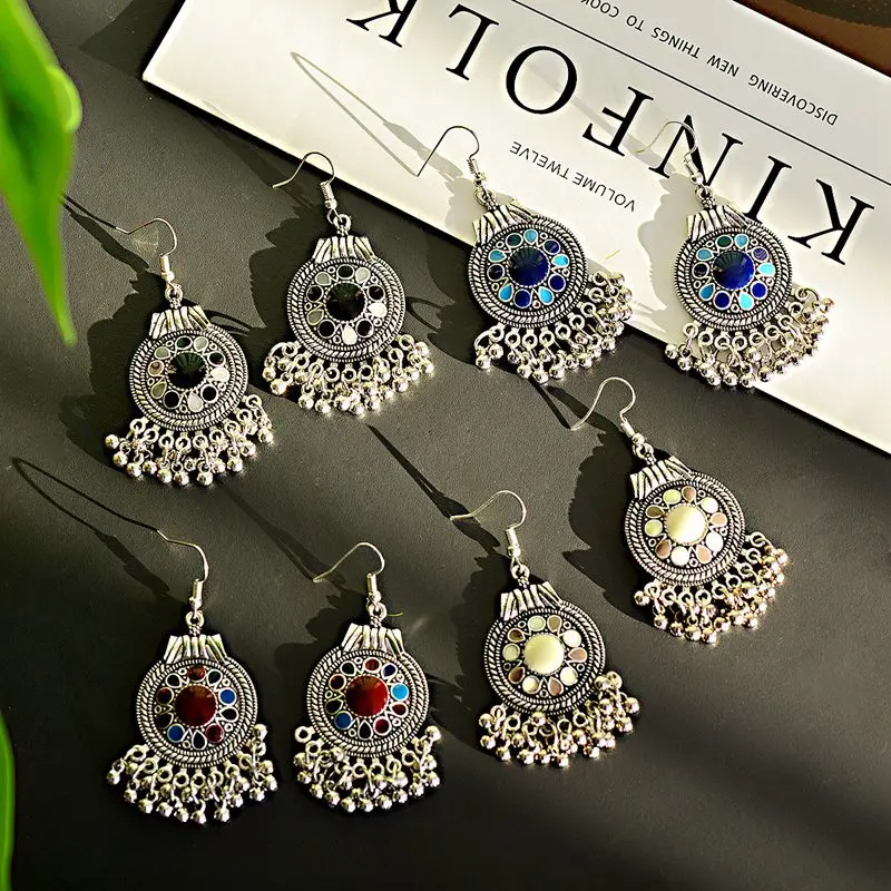 Античные индийские Jhumka серьги для женщин Boho Этнические Ретро Сплав маленькие