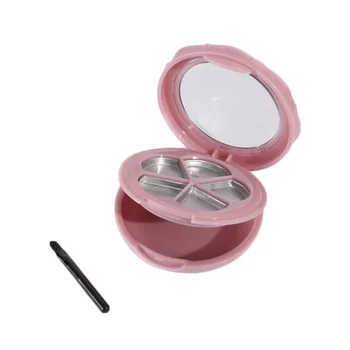 

3Pcs Five Grids Empty Eyeshadow Compact Lipstick Box Compact Powder Container with Lip Brushes and Mirror Pink