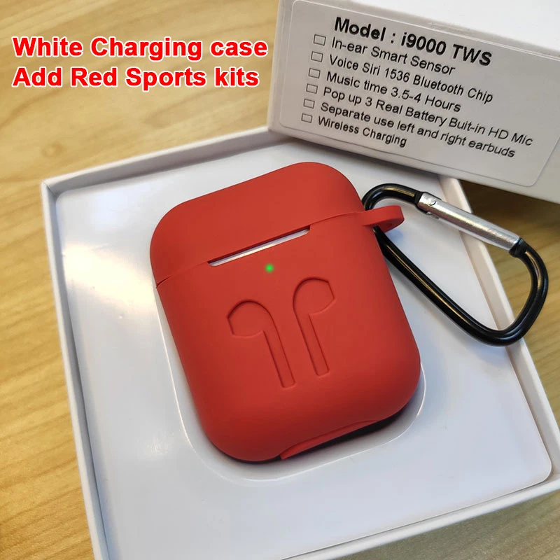i9000 add Red kits I9000 TWS 1:1 умный датчик 8D бас беспроводная зарядка Bluetooth 5,0 наушники i9000 tws PK i500 i1000 i5000 tws - Цвет: i9000 add Red kits
