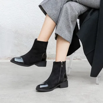

Oversized boots women shoes martin boots for women ladies boots shoes woman winter Side zipper suede stitching