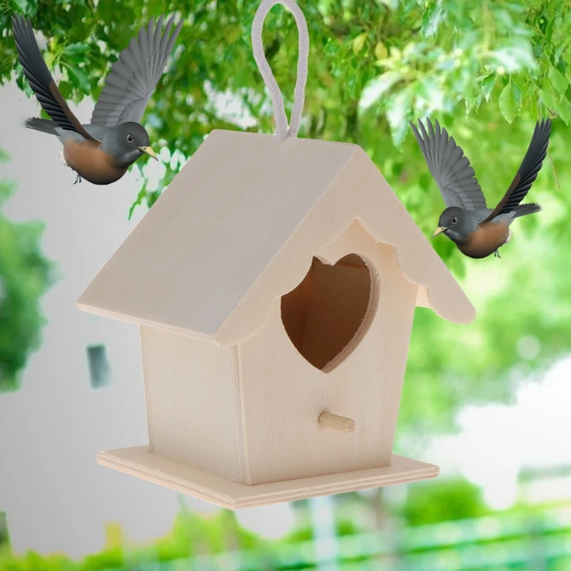 Creative Natural Wooden Tree Hanging House Cage For Bird Nest Parrots Parakeets 