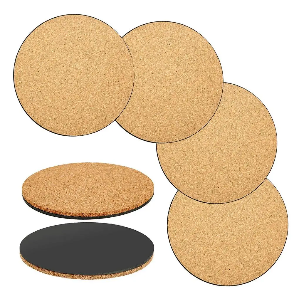 Round Shape Natural Cork Coasters Wine Drink Coffee Tea Cup Mats Table Pad Home Office Kitchen Insulation Cup Mat 6Pcs