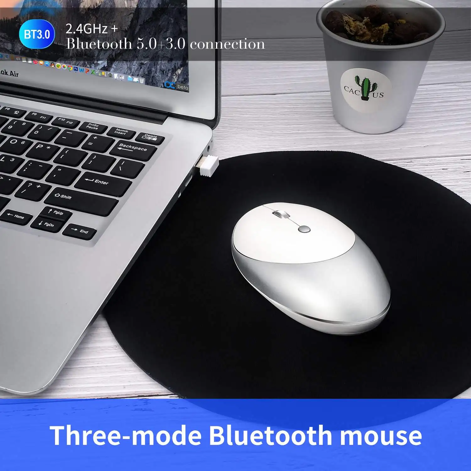 Hxsj T36 три режима bluetooth 3,0+ 5,0+ 2,4G беспроводная мышь 1600 dpi перезаряжаемая эргономичная оптическая мышь для ПК ноутбука