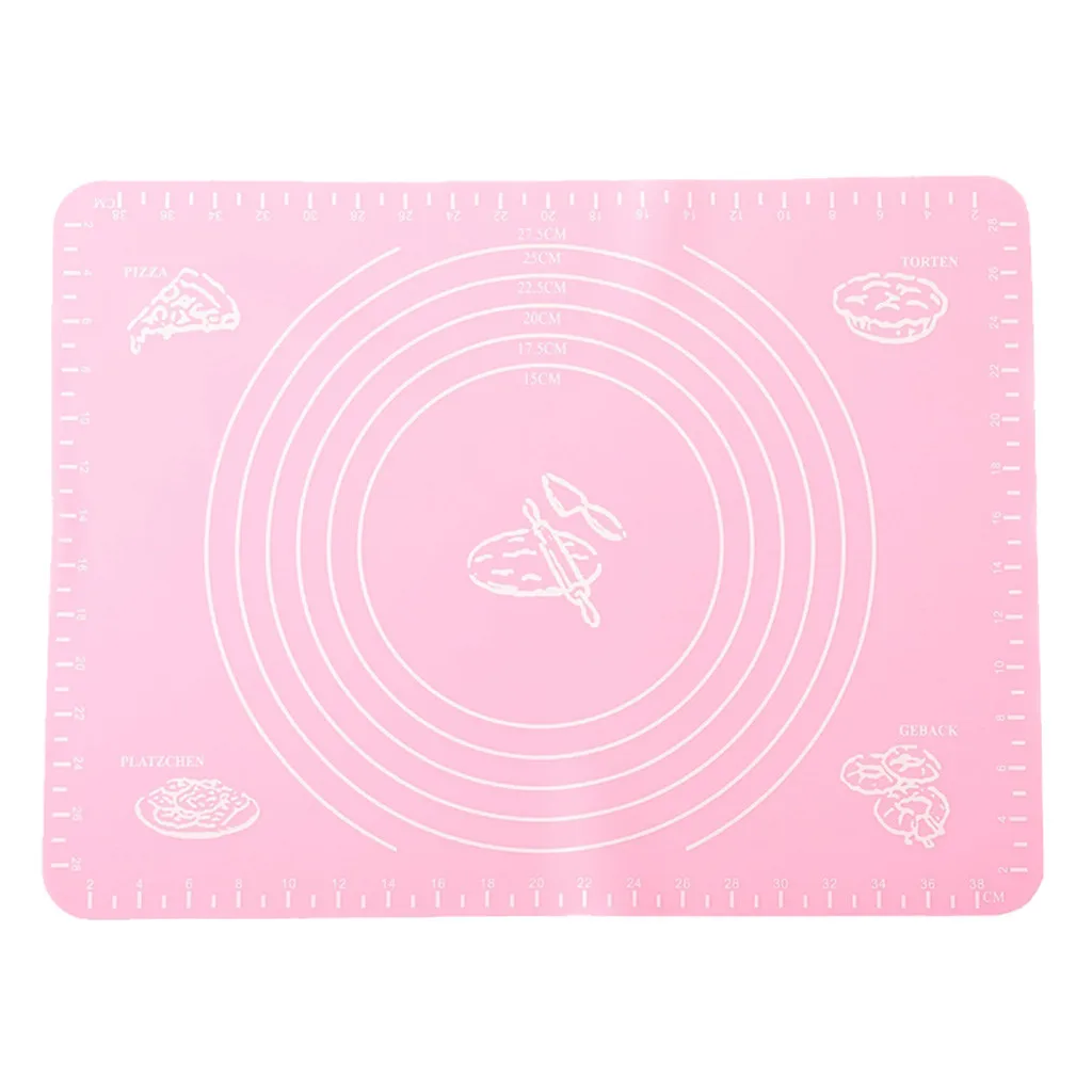 Pink TENSKE 1 шт. антипригарный силиконовый коврик для раскатки теста лайнер коврик кондитерский торт посуда для выпечки паста муки стол лист кухня инструменты для выпечки SEP - Цвет: Pink
