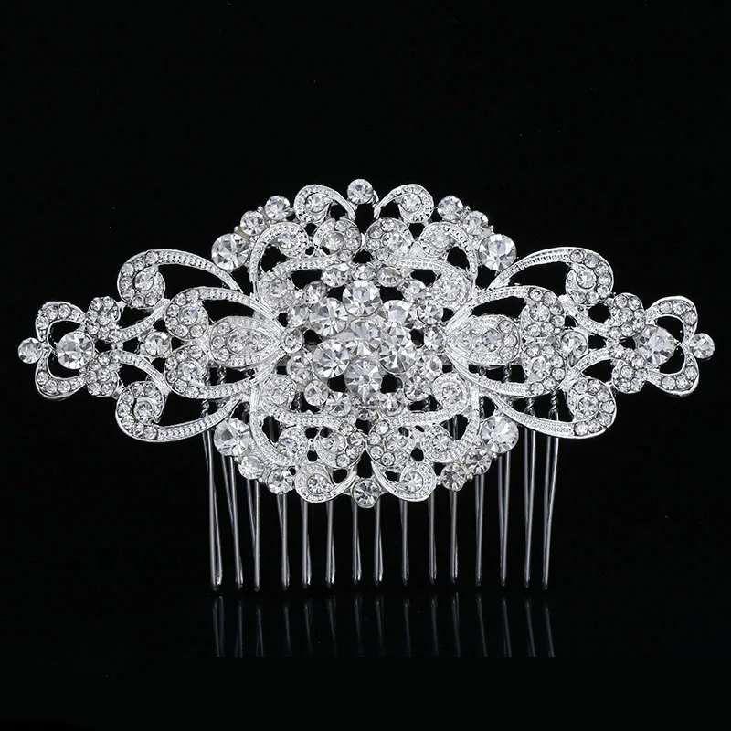 Design 13 Silver TREAZY/свадебные расчески для волос золотого цвета для женщин, украшенные жемчугом и кристаллами, свадебные аксессуары для волос, головной убор для дня рождения, диадема для невесты - Окраска металла: Design 13 Silver