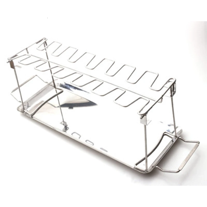 Billig Edelstahl Huhn Flügel Bein Rack DIY Familie Huhn Grill Halter Drip Pan BBQ Rib Rack Party Geflügel Bein Röster