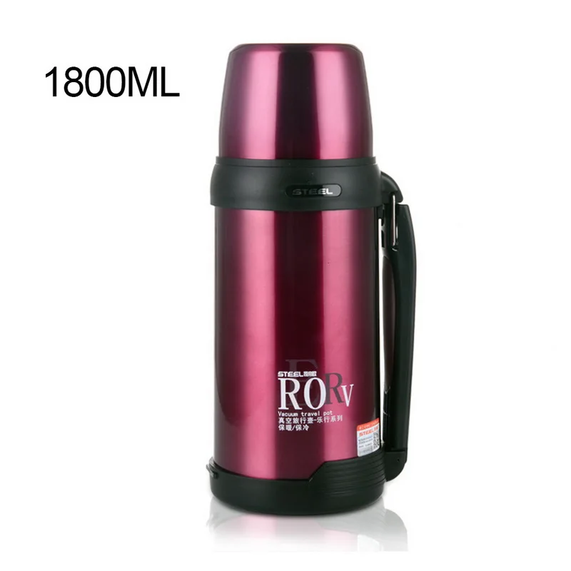 1800ml red 1000/1500/1800 мл 304 термос из нержавеющей стали с вакуумной изоляцией бутылки напитков колба для воды дорожный стакан для кофе с мешком - Цвет: 1800ml red