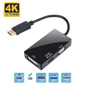 

DisplayPort 1.2 to HDMI 4K DVI VGA 3 in 1 Multi-Function Cable Adapter Converter For HDTV Monitor Projector For Gaming via HDMI