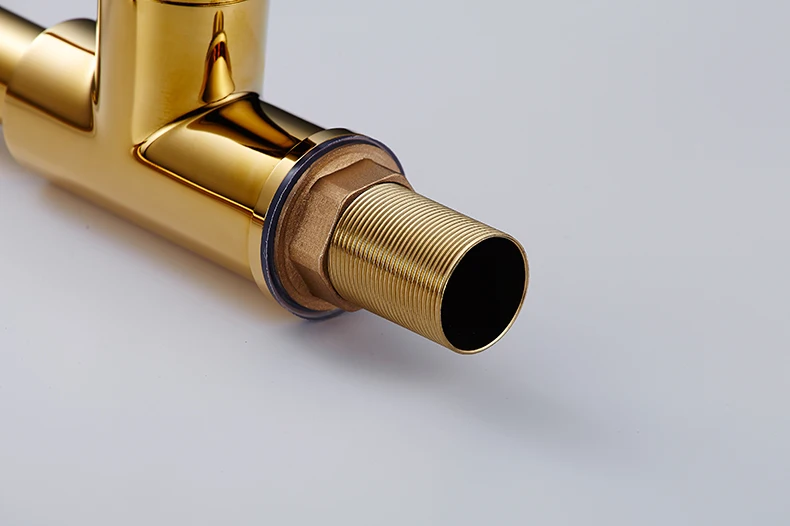 Золотой весенний кухонный кран вытяжной боковой опрыскиватель двойной Носик с одной ручкой смеситель для раковины кран 360 Вращение кухонных смесителей