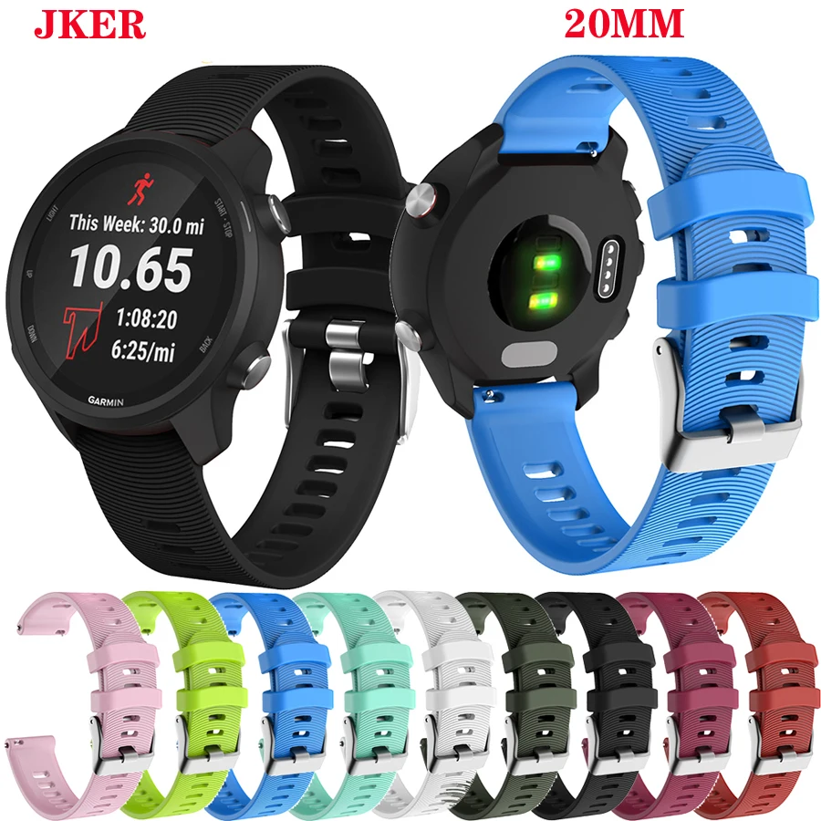 20 мм силиконовый ремешок для часов Garmin Forerunner 245 245M 645 Vivoactive 3 Vivomove HR умный Браслет ремешок