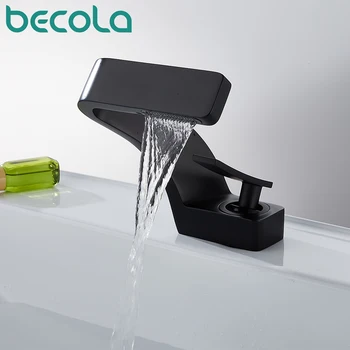 

becola Brushed Gold Basin Faucet Black Bathroom Mixer Tap Deck Mounted Basin Sink Faucet Hot and Cold Water chrome faucet taps