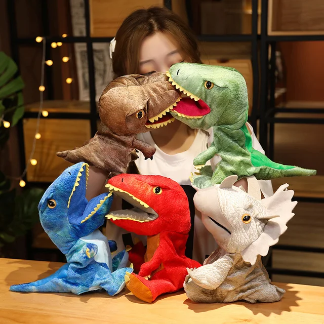 1 pc Dinosaur Plush Hand Puppets Lifelike Triceratop Tyrannosaurus Rex Hand Puppets for Kids Adults Muppets 1