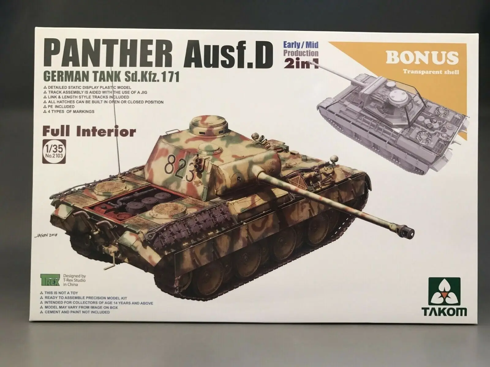 Takom 2103 1/35 Panther Ausf. D 2 в 1 полный комплект моделей интерьера Средняя/ранняя |
