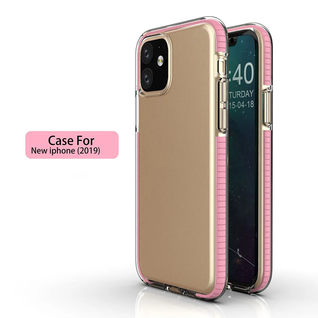 Розовый Чехол Mosunx из ТПУ с амортизацией и четырьмя углами для iPhone 11 6,1 дюймов и iPhone 11 Pro 5,8 дюймов Pro Max 6,5 Дюймов - Цвет: Розовый