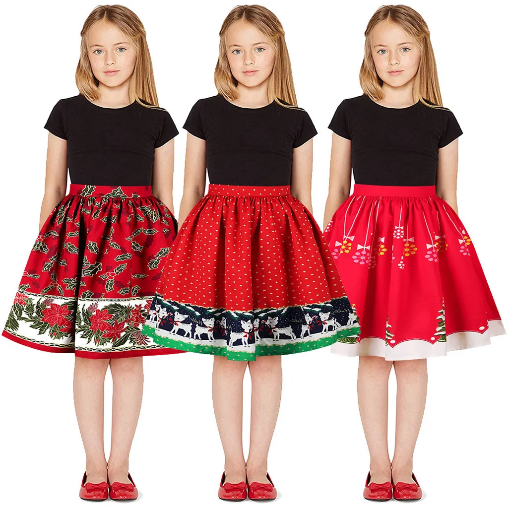Подростковая детская юбка для девочек, детская одежда с 3D принтом, Рождественская юбка принцессы для девочек, одежда для рождественской вечеринки, юбки для танцев, наряды