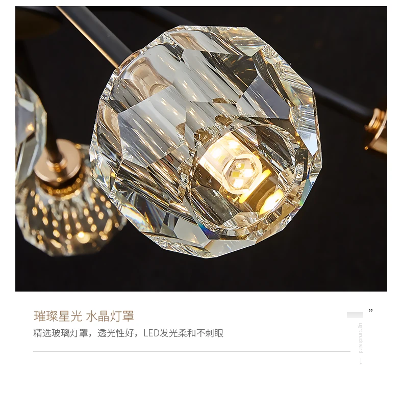 Nordic bedroom led ceiling lamp postmodern minimalist light luxury crystal lamp restaurant creative personality art lamp