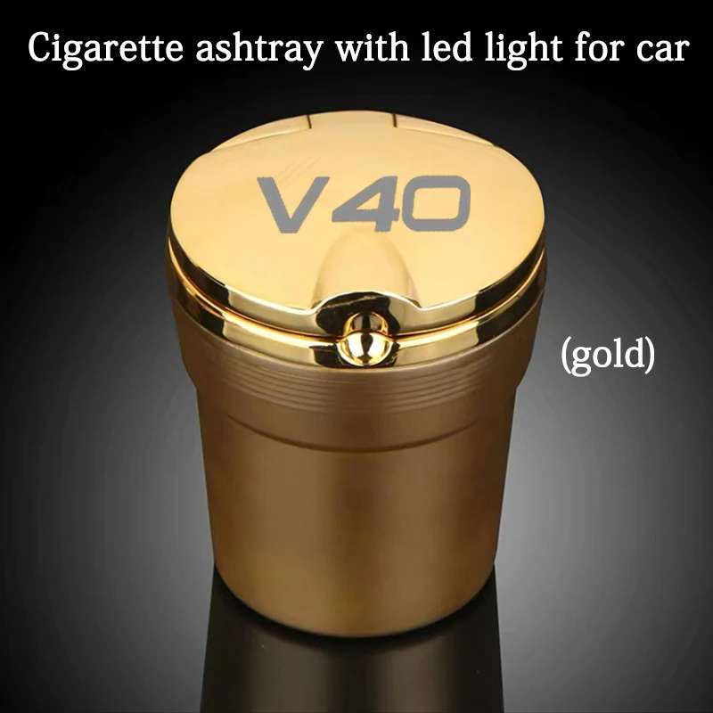 

For Volvo V40 Universal Car Ashtray With Led Lights With Cover Creative Personality Covered Car Inside accessories Car Supplies
