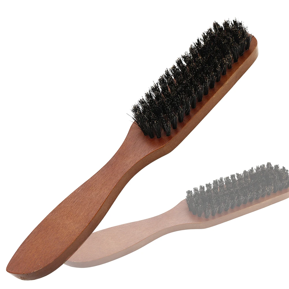 Portable Wood Handle Beard Brush Boar Bristle Men's Facial Mustache Comb Multifunctional Hair Teasing Comb Shaving Cleaning Tool