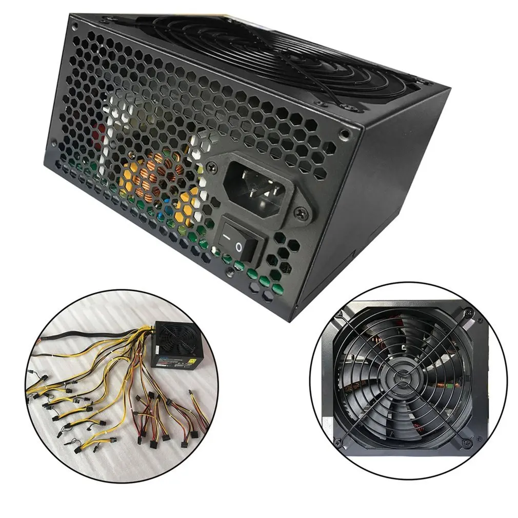 1300 Вт источник питания для 6GPU Eth Rig эфириума монета Шахтерская машина с низким уровнем шума охлаждающий вентилятор