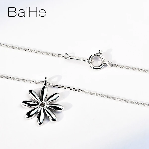 BAIHE Solid 18K Белое Золото 0.20ct Сертифицированный круглый полный огранки натуральные бриллианты украшения для помолвки Подарочные ожерелья