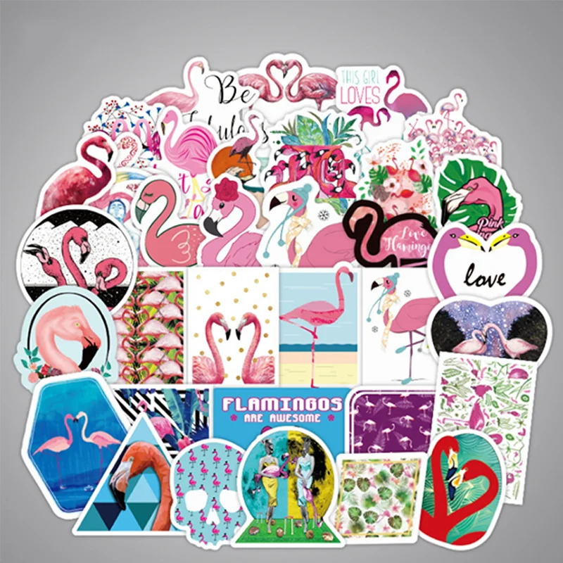

10/30/50PCS Cartoon Flamingo Cute Waterproof Suitcase Sticker Travel Computer And Skateboard Wholesale