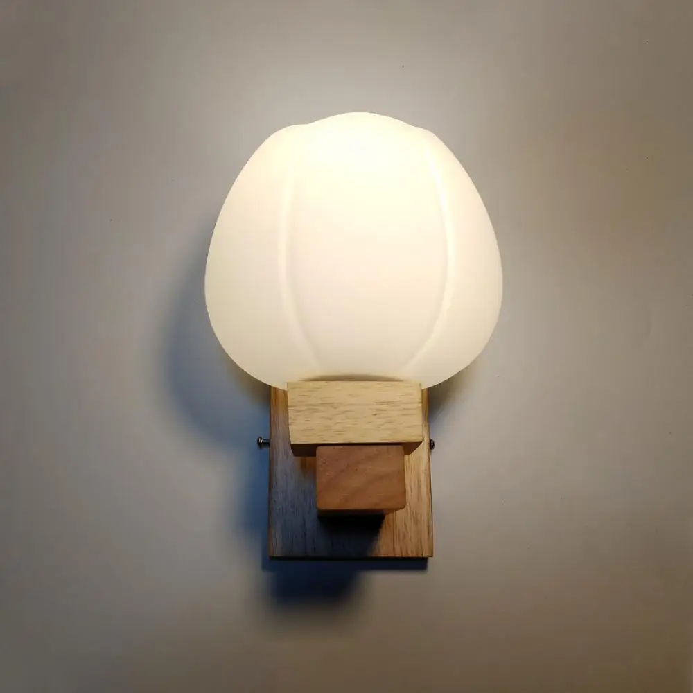 Современная комнатная деревянная настенная лампа скандинавский стеклянный