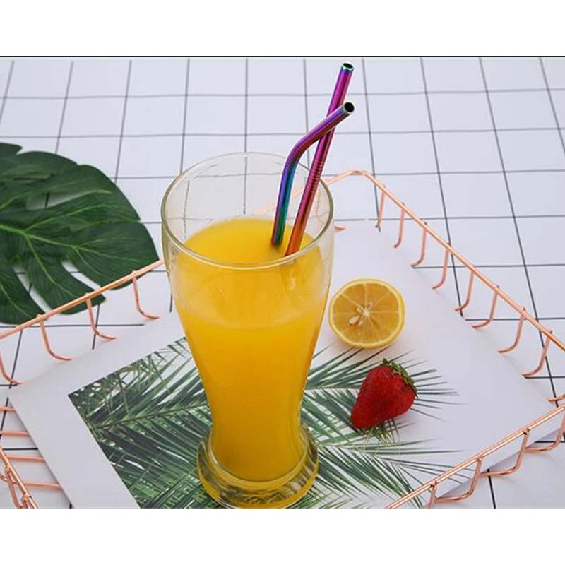 

2/4/Pcs Reusable High Quality Drinking Straw 304 Stainless Steel Colorful Metal Straw with Cleaning Brush for Mugs 20/30oz