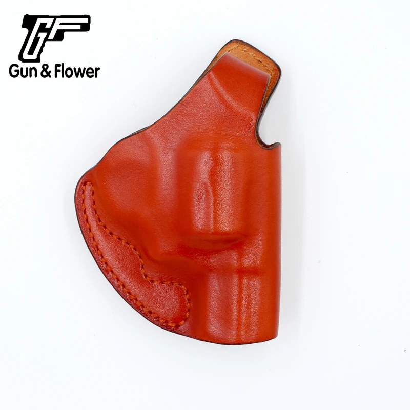 

Gun&Flower Taurus T85 Revolver Inside the Waistband Leather Holster Pistol Pouch Case Hunting Accessory Brwon Right Hand