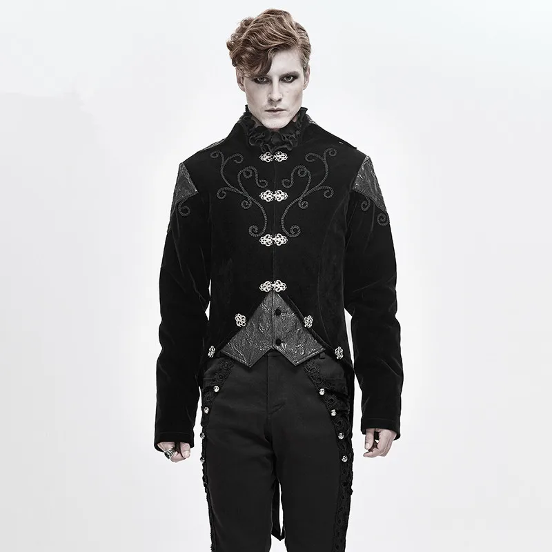

New Men's Black Coat Trench Vintage Cosplay Coat Mens Tailcoat Jacket Goth Steampunk Uniform Praty Outwear Coat