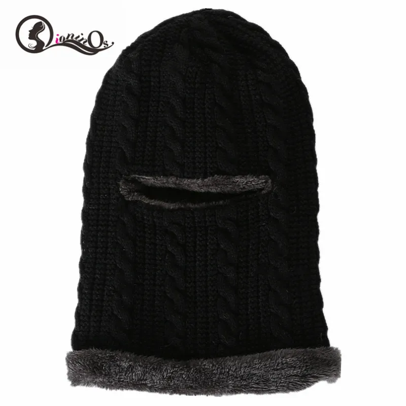 C Ветрозащитные шапочки Skullies для мужчин и женщин, маска для лица, осенне-зимняя вязаная шапка из дышащего флиса, одноцветная шапка - Цвет: C