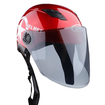 

Perfeclan Motorcycle Helmet Single Shield Racing Moto Helmet Red+Tawny Lens