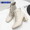 HOT women Ankle boots PU Leather 35-39 feet length boots for women Round Toe Chelsea boots high heel boots AB784 ► Photo 1/6