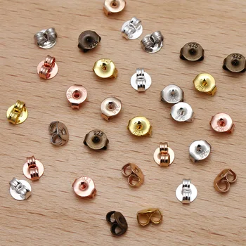 

100pcs/lot 4MM 925 Silver Engrave Copper Earrings Stud Butterfly Earrings Back Stopper Stud for Earrings Jewelry Accessories