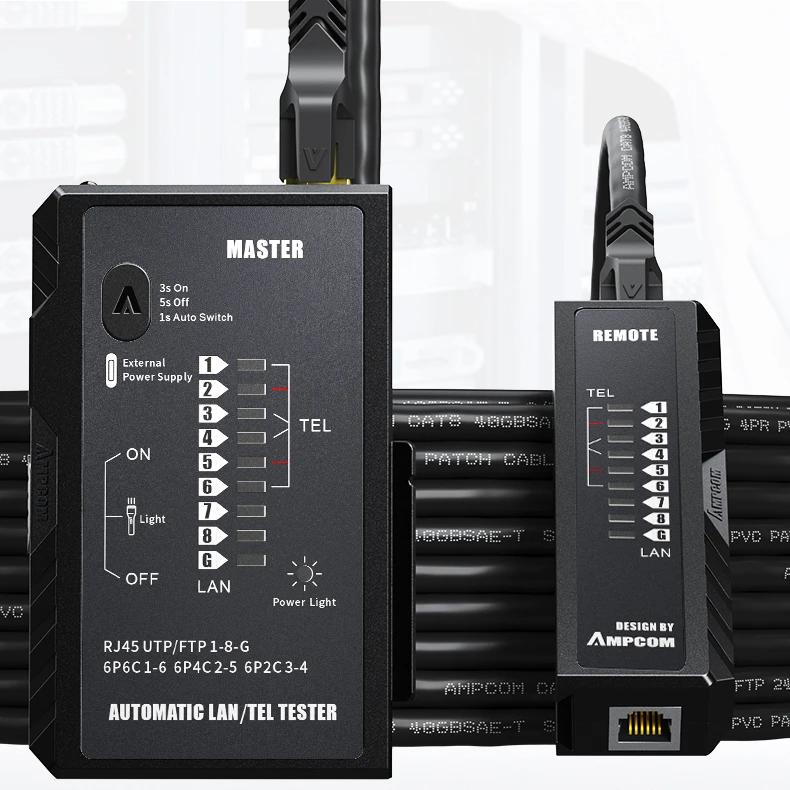 Ampcom cabo de rede testador rj45 rj11