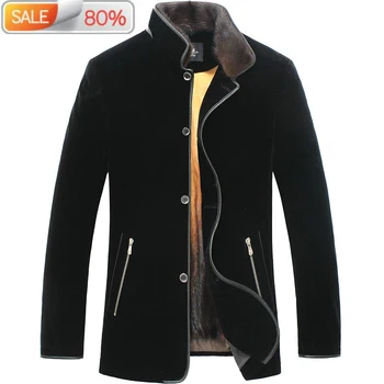 

Gold Liner Winter Real Men Mink Coat Parka Luxury Jacket Velvet Natural Fur LSY06A207 B21273
