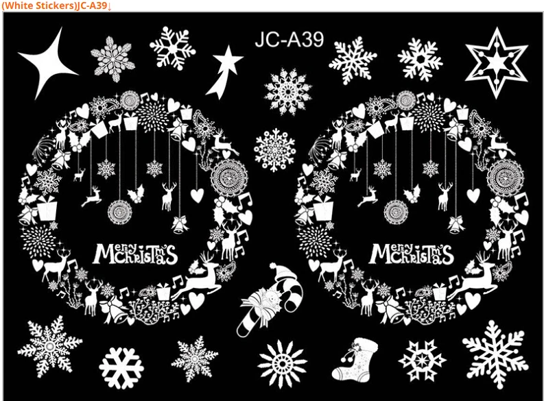 Белая Рождественская наклейка съемные гелевые статические рождественские украшения ПВХ стекла окно стикер бумага на окна - Цвет: A39