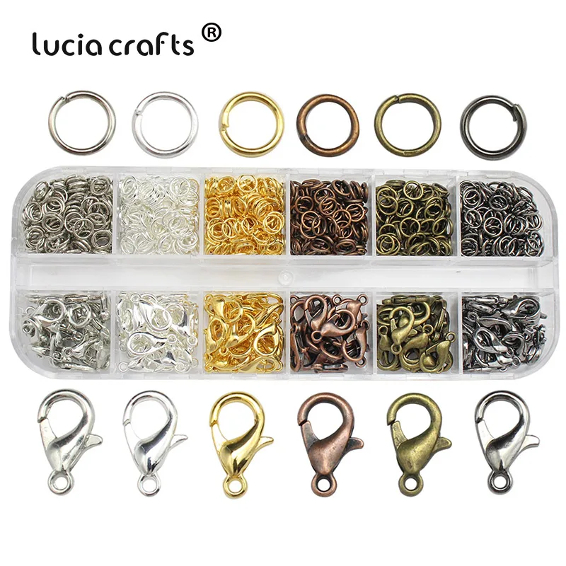 

1Box 12mm 5mm Mixed Color Metal Lobster Clasps Hook Open Jump Rings Bracelet End Connectors DIY Necklace Jewelry Making Buckle