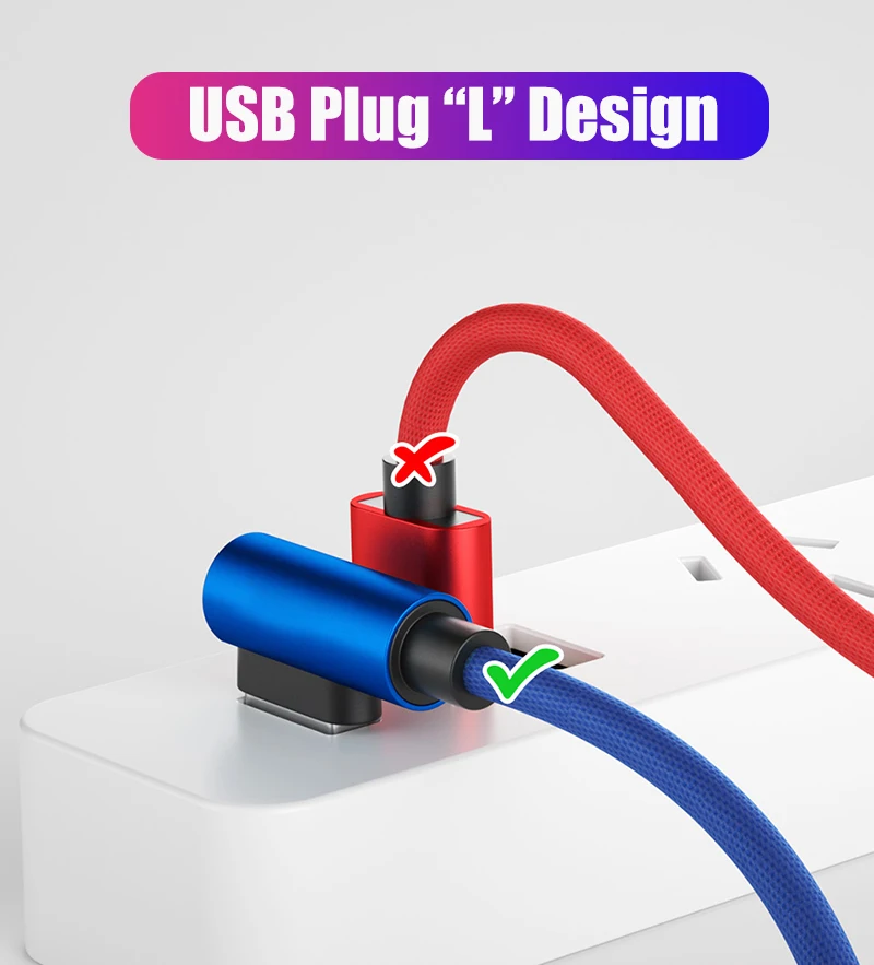 NOHON USB кабель для передачи данных 90 градусов кабель для быстрой зарядки Шнур для iPhone 8 XR XS Max samsung Note 9 S9 type C Lightning Micro кабель
