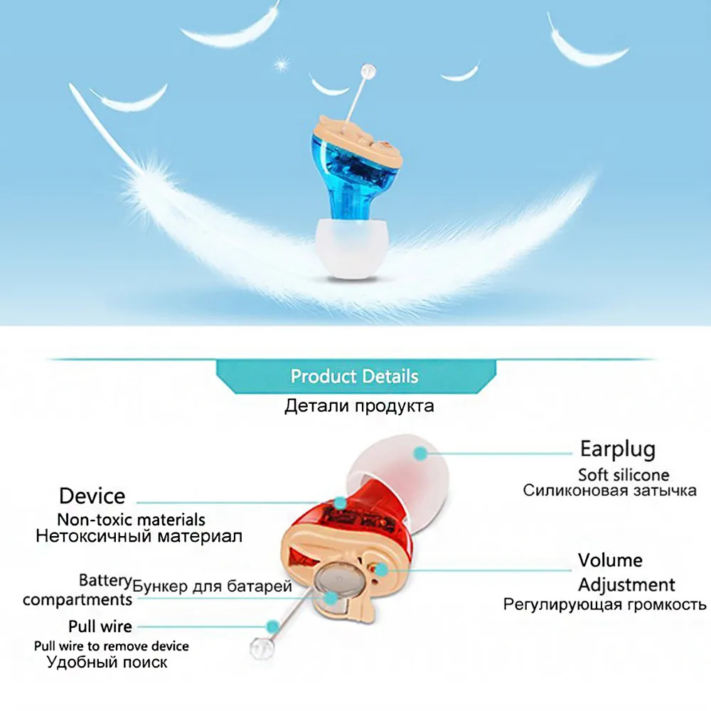 Портативный мини-слуховой аппарат с регулируемым тональным слуховым аппаратом маленький в ухо Невидимый Лучший усилитель звука инструменты для ухода за ушами