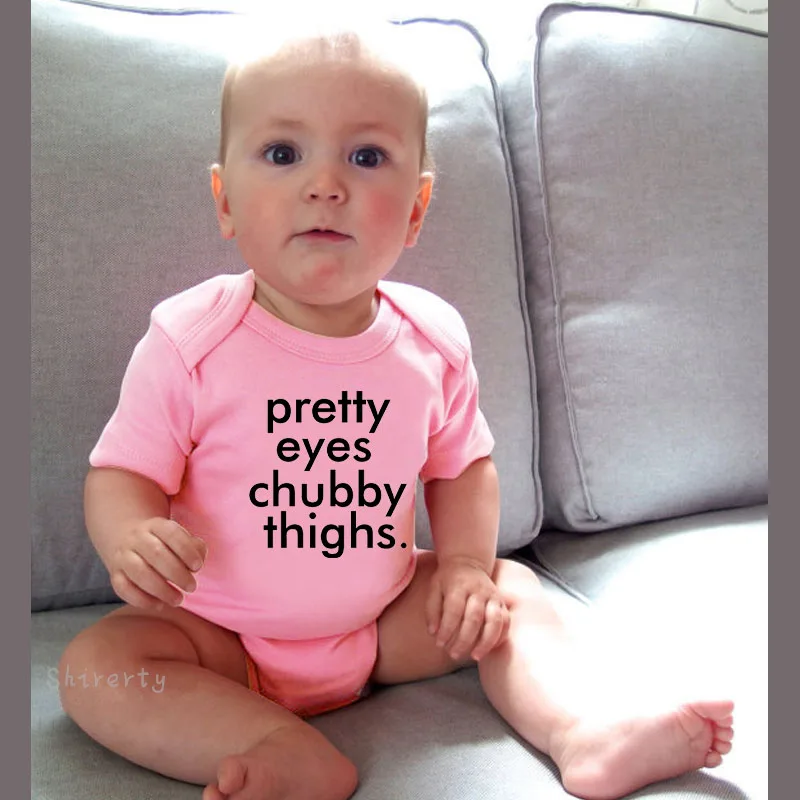 pretty eyes chubby thighs Baby Onesie Summer Newborn Toddler Baby Boys Girls Cotton Romper Jumpsuit Clothes Outfits 0-24M 2