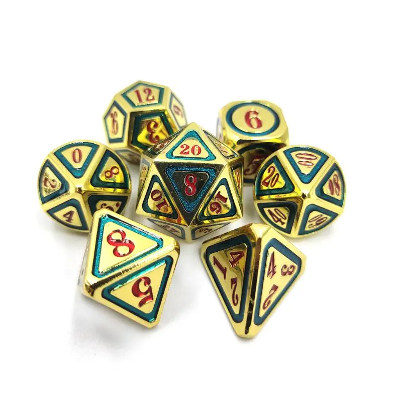 Новые металлические кости 7 шт./компл. RPG Dice D & настольная игра магический реквизит